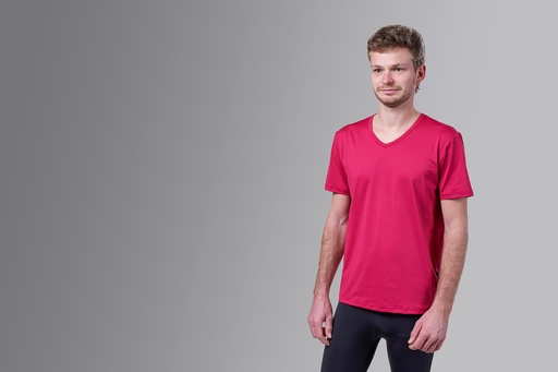 [00460 BR] T-Shirt Paljari in fibra a onde bio-infrarosse, UNISEX; Colore: bordó scollatura a V